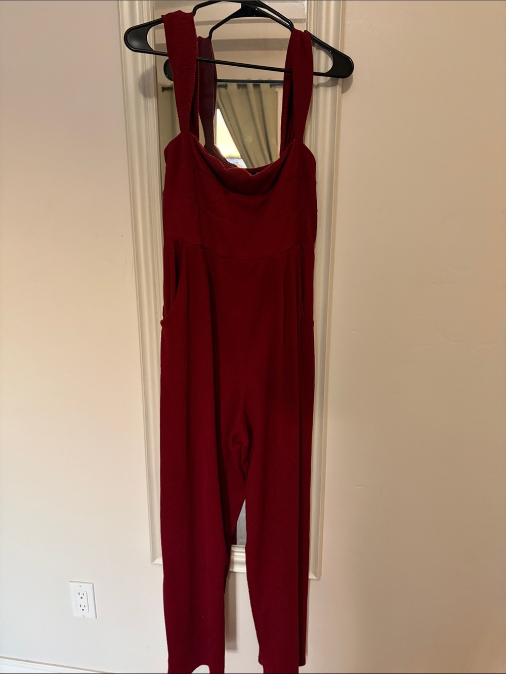 Trixxi Deep Red Sleeveless Jumpsuit with Wide Straps